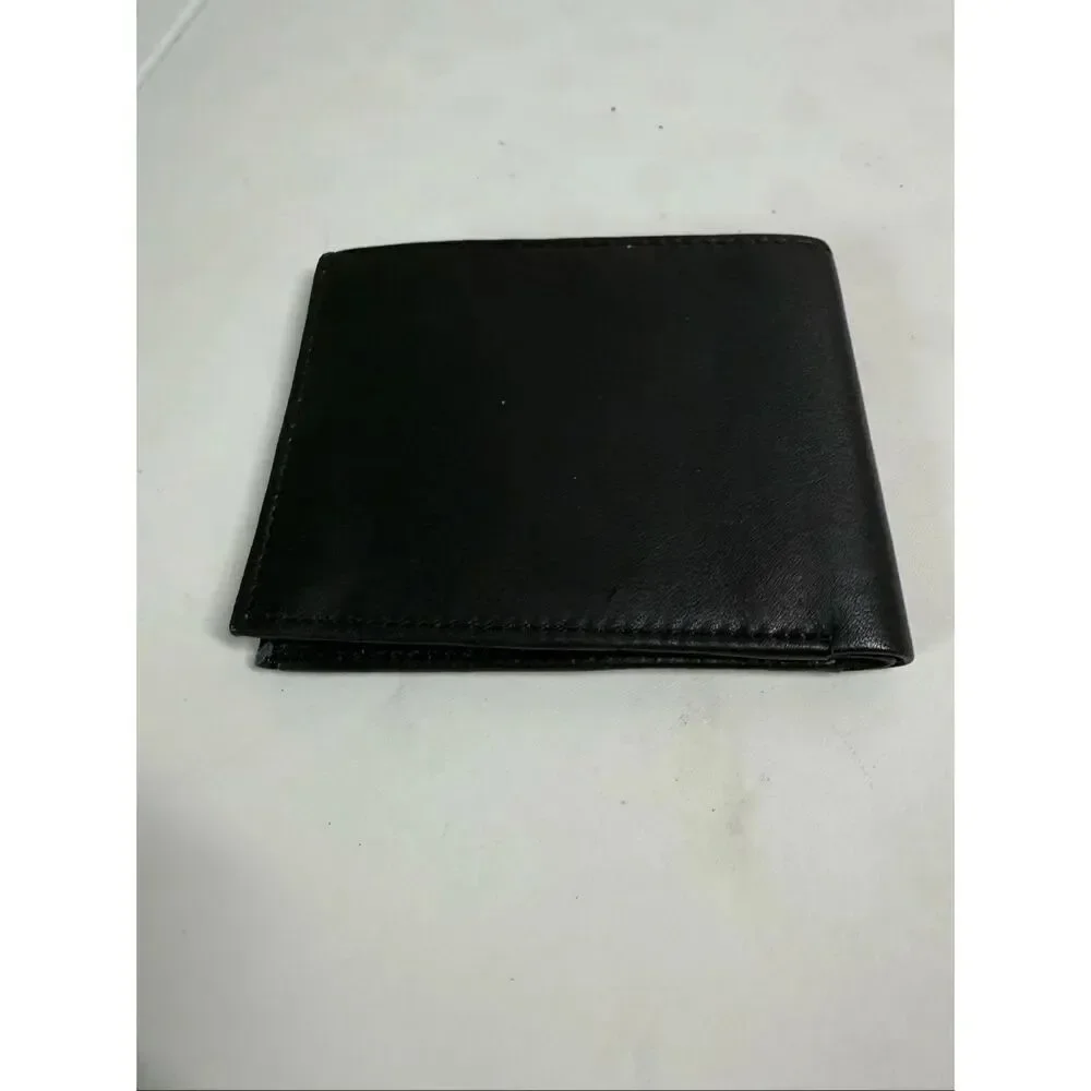 Men’s Leather Bifold Wallet ID / Credit Cards Slots Black See Description